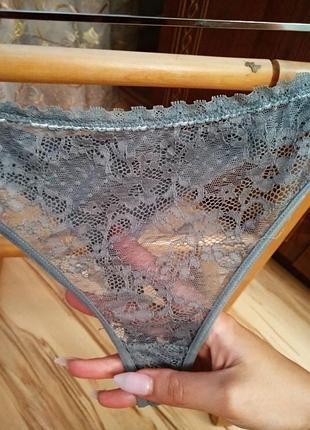 Шикарні мереживні трусики стрінги бавовна, l, xl