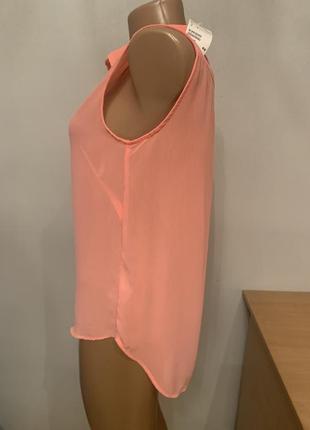 Красивая новая шифоновая блузка розовый корал5 фото