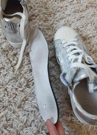 Стильные кожаные кроссовки/кеды в серебре,hip shoe style, p. 38-394 фото
