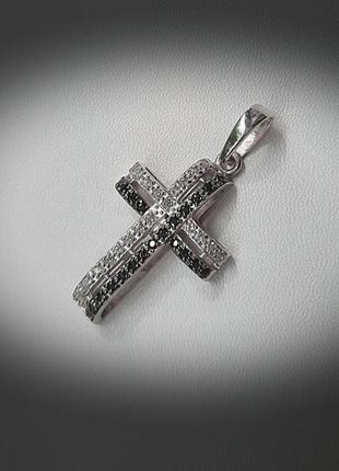 ✝ підвіска хрест срібло хрестик фіаніт кулон