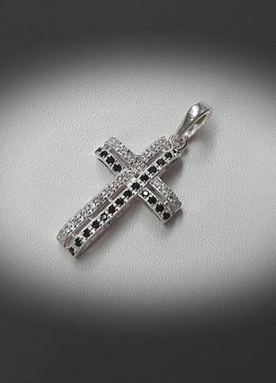 ✝ подвеска крест серебро фианит крестик