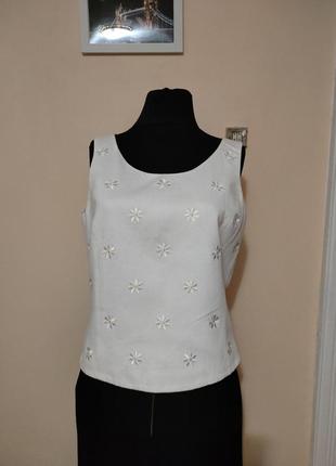 Топ блуза жіноча стильна натуральна тканина вишиванка ромашки
