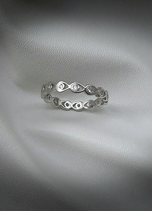 🫧 17 ; 17.5 размер кольцо серебро родий фианит белый