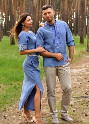 Рубашка с вышивкой в джинсовом стиле