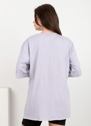 Стильна фіолетова бузкова футболка з малюнком і написом принтом оверсайз великий розмір батал2 фото