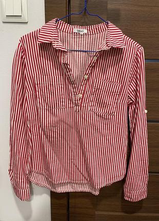 Сорочка жіноча в смужку червоно-біла