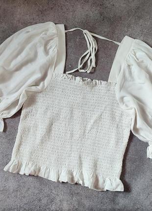Новая белая натуральная блуза h&m, вискоза + лен