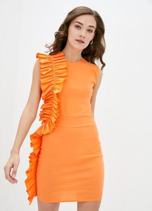 Жіноче нарядне міні-плаття з оборкою (21170-orange) / (21170-beige)