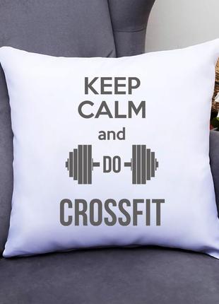 Подушка декоративна з принтом "keep calm and do crossfit" push it