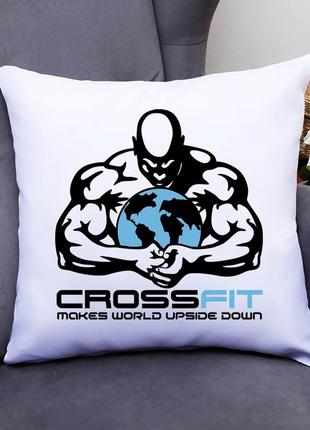 Подушка декоративна з принтом "crossfit: makes world upside down" push it