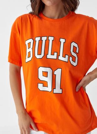 Трикотажная футболка с надписью bulls 916 фото