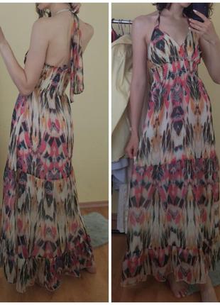 Сукня сарафан летнее лёгкое платье макси в пол с открытой спиной
