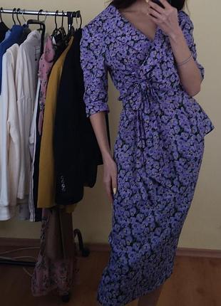 Костюм комплект блуза спідниця пояс в квітковий принт спідниця квітковий принт вінтажний