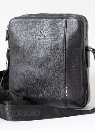 Кожаная мужская брендовая сумочка кросс боди на длинном ремешке маленькая сумка из натуральной кожи