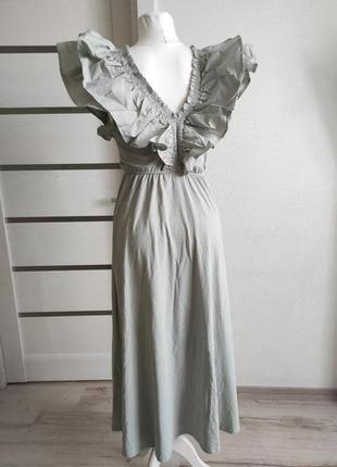 Zara сарафан сукня платье миди волан хлопковое новое s8 фото