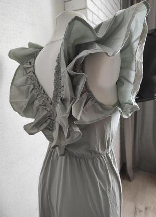 Zara сарафан сукня платье миди волан хлопковое новое s7 фото