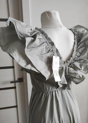 Zara сарафан сукня платье миди волан хлопковое новое s6 фото