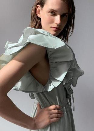 Zara сарафан сукня платье миди волан хлопковое новое s4 фото