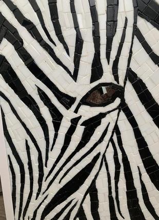 Картина панно из мозаики «зебра»!3 фото
