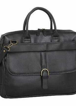 Luca bocelli чорний шкіряний портфель сумка для ноутбука 15,6" шкіряна1 фото
