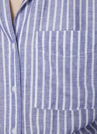 Льняная рубашка в полоску в стиле рустик из новой коллекции zara размер  xs6 фото