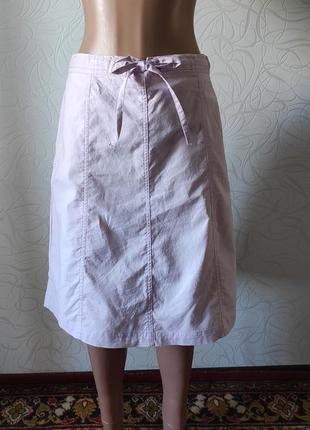 Натуральная розовая, сиреневая юбка трапеция из хлопка на резинке2 фото