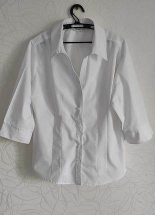 Біла приталені блузка, сорочка рукав 3/4,