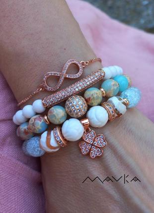 Браслет коралл горный хрусталь агат яшма