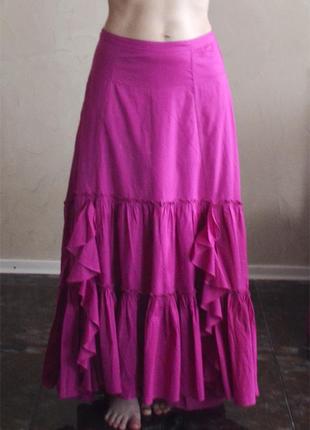 Шикарная хлопковая юбка bonprix в  пол фуксия р.м1 фото