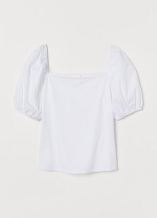 Красива біла блуза топ бавовна коттон з трендовими рукавами воланами в ідеальному стані 🖤h&m🖤2 фото