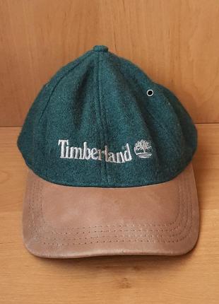 Зеленая шерстяная винтажная кепка/бейсболка timberland vintage