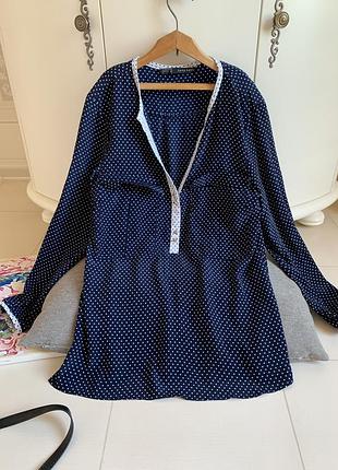 Блуза в горох zara летняя удлиненная