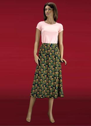 Стильная юбка миди "dancing leopard" с ананасами. размер uk10.