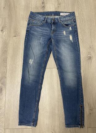Трендовые синие джинсы штаны1 фото