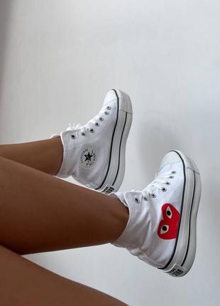 Кеди конверс білі converse garcons white high, женские кеды конверс белые7 фото