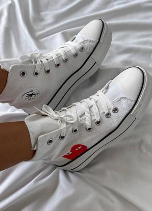Кеди конверс білі converse garcons white high, женские кеды конверс белые9 фото