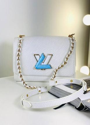 Сумка жіноча шкіряна біла брендовий в стилі луї вітон твіст louis vuitton twist