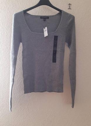 Кофта светр в рубчик з глибоким вирізом5 фото