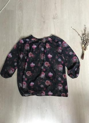 Прозора блуза блузка кофточка в троянди