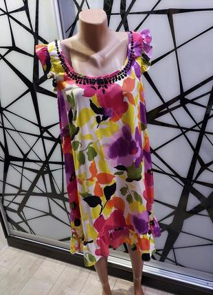 Летнее цветочное платье индия 16 размер