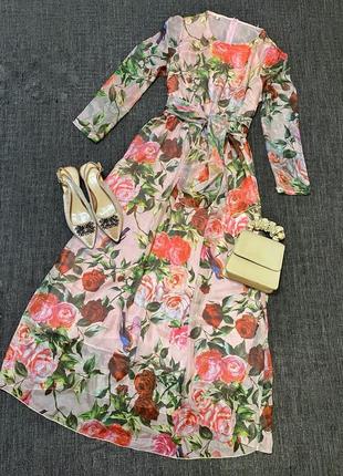 Ніжна шифонова сукня плаття максі в квітковий принт від бренду shein🌸2 фото