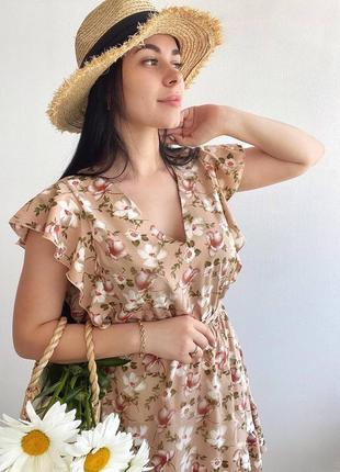 Женское красивое цветочное платье, лёгкое платье в цветочный принт6 фото