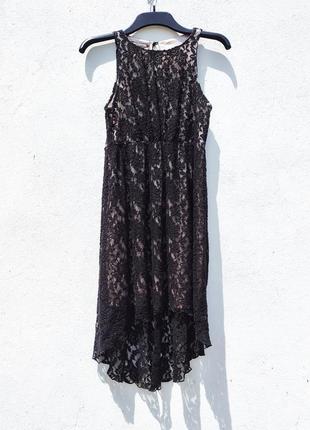 Ажурное чёрное миди платье cherry couture