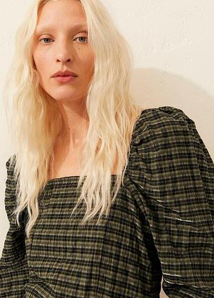Блуза з пишними рукавами h&m crinkled puff-sleeved blouse