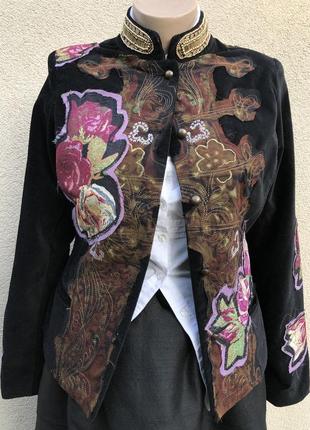 Оксамит,велюр,жакет,піджак,блейзер з аплікацією,desigual by karl lagerfeld.6 фото