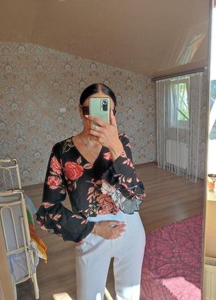 Блузка с воланом цветочный принт новая7 фото