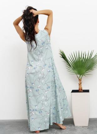 Квіткова оливкова сукня з довжиною в підлогу2 фото