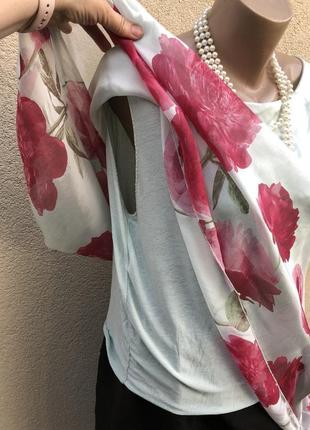 Шелковая блуза реглан,разлетайка,цветочный принт,италия4 фото