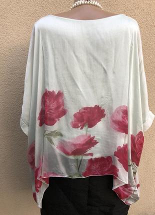 Шелковая блуза реглан,разлетайка,цветочный принт,италия3 фото