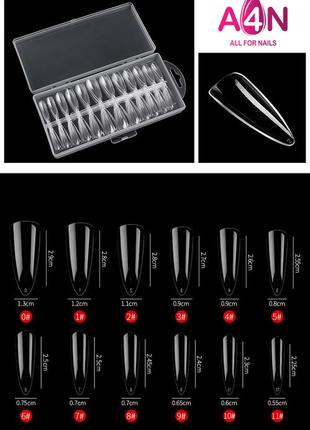 Гелевые типсы 24шт. - форма стилет прозрачные (накладные ногти) жидкие типсы - гелеві типси6 фото